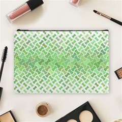 Green Pattern Curved Puzzle Cosmetic Bag (large) by HermanTelo