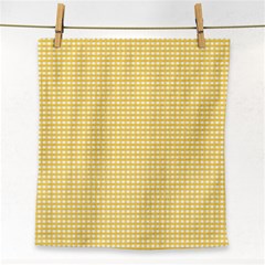 Gingham Plaid Fabric Pattern Yellow Face Towel by HermanTelo