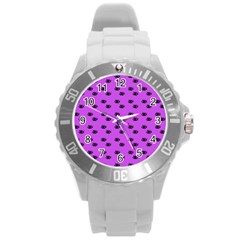 Purple Eyes Round Plastic Sport Watch (l) by snowwhitegirl