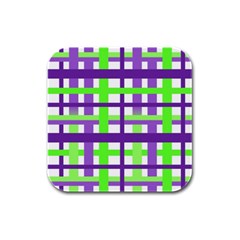 Plaid Waffle Gingham Rubber Square Coaster (4 Pack)  by HermanTelo