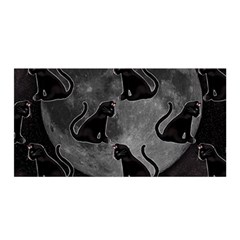 Black Cat Full Moon Satin Wrap by bloomingvinedesign