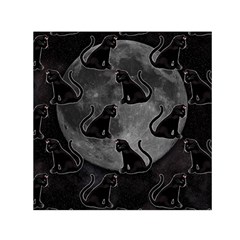 Black Cat Full Moon Small Satin Scarf (square) by bloomingvinedesign