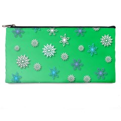 Snowflakes Winter Christmas Green Pencil Cases by HermanTelo