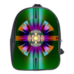 Abstract Art Fractal Creative Green School Bag (xl) by Sudhe