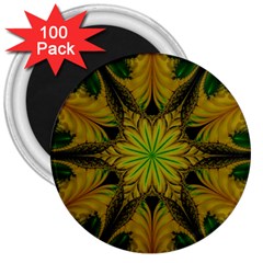 Abstract Flower Artwork Art Green Yellow 3  Magnets (100 Pack) by Sudhe