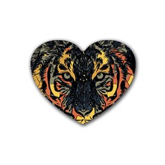 Tiger Predator Abstract Feline Heart Coaster (4 Pack)  by Pakrebo