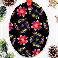 Pattern Flowers Wallpaper Ornament (oval) by Pakrebo