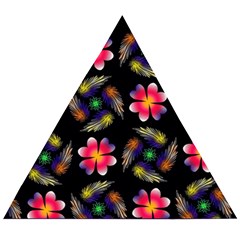 Pattern Flowers Wallpaper Wooden Puzzle Triangle by Pakrebo