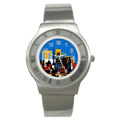 Architecture City House Window Stainless Steel Watch by Pakrebo