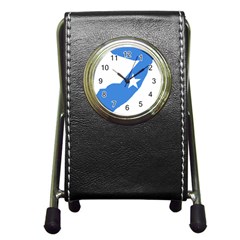 Somalia Flag Map Geography Outline Pen Holder Desk Clock by Sapixe