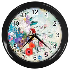 Floral Bouquet Wall Clock (black) by Sobalvarro