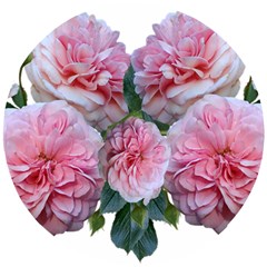 Roses Pink Flowers Arrangement Wooden Puzzle Round by Simbadda