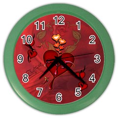 Wonderful Hearts And Rose Color Wall Clock by FantasyWorld7