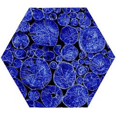 Neon Abstract Cobalt Blue Wood Wooden Puzzle Hexagon by Bajindul