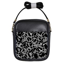 Unfinishedbusiness Black On White Girls Sling Bag by designsbyamerianna