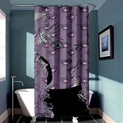 Wide Eyed Girl Grey Lilac Shower Curtain 36  X 72  (stall)  by snowwhitegirl