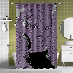 Wide Eyed Girl Grey Lilac Shower Curtain 48  X 72  (small)  by snowwhitegirl