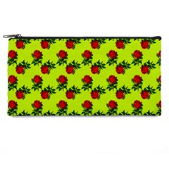 Red Roses Lime Green Pencil Cases by snowwhitegirl