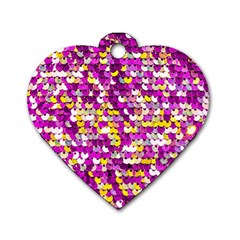 Funky Sequins Dog Tag Heart (one Side) by essentialimage