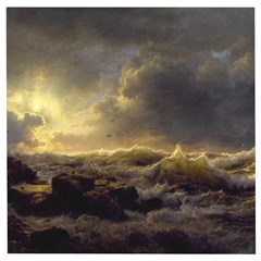 Andreas Achenbach Sea Ocean Water Wooden Puzzle Square by Sudhe