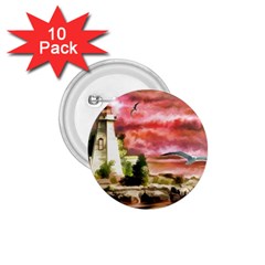 Lighthouse Ocean Sunset Seagulls 1 75  Buttons (10 Pack) by Sudhe