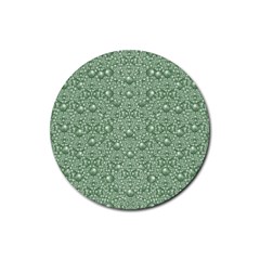 Baroque Green Pearls Ornate Bohemian Rubber Coaster (round)  by pepitasart