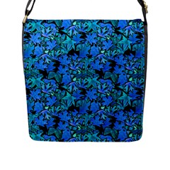 Fall Leaves Blue Flap Closure Messenger Bag (l) by bloomingvinedesign