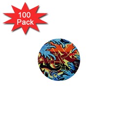 Graffiti Colourful Street Art Art 1  Mini Buttons (100 Pack)  by Simbadda