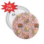 Cute Elephant Wild Flower Field Seamless Pattern 2.25  Buttons (100 pack)  Front