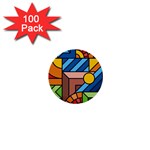 Colorful Geometric Mosaic Background 1  Mini Buttons (100 pack)  Front