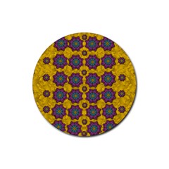 Bohemian Rare  Fantasy Flowers In The Festive Sun Rubber Coaster (round)  by pepitasart