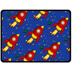 Space Rocket Pattern Fleece Blanket (large)  by Vaneshart