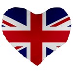 UK Flag Large 19  Premium Flano Heart Shape Cushions Front