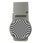 Illusion Checkerboard Black And White Pattern Money Clips (Round)  Front