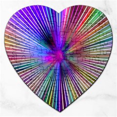 Rays Colorful Laser Ray Light Jigsaw Puzzle (heart) by Bajindul