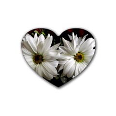 Daisies Rubber Coaster (heart)  by bestdesignintheworld