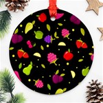 Vector Seamless Summer Fruits Pattern Colorful Cartoon Background Ornament (Round) Front