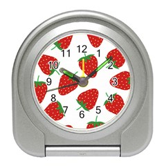 Seamless Pattern Fresh Strawberry Travel Alarm Clock by Vaneshart