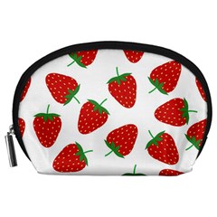 Seamless Pattern Fresh Strawberry Accessory Pouch (large) by Vaneshart