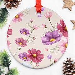 Vector Hand Drawn Cosmos Flower Pattern Round Ornament (two Sides) by Sobalvarro