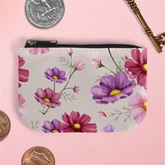 Vector Hand Drawn Cosmos Flower Pattern Mini Coin Purse by Sobalvarro