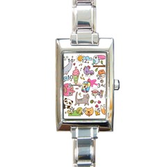 Set Kawaii Doodles Rectangle Italian Charm Watch by Vaneshart