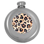 Leopard Pattern Funny Drawing Seamless Pattern Round Hip Flask (5 oz) Front