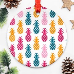 Tropic Fruit Pineapple Seamless Pattern Design Vector Illustration Ornament (round) by Vaneshart