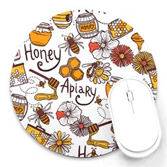 Honey Seamless Pattern Round Mousepads by Vaneshart