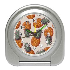 Seamless Pattern With Vector Illustrations Pineapples Travel Alarm Clock by Vaneshart