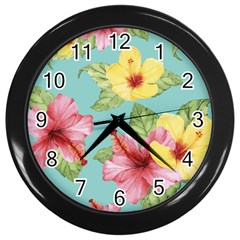 Hibiscus Wall Clock (black) by Sobalvarro