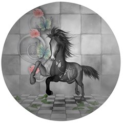 Wonderful Black And White Horse Wooden Bottle Opener (round) by FantasyWorld7