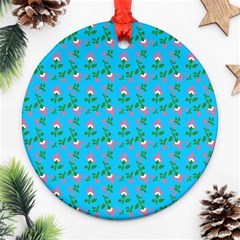 Carnation Pattern Blue Ornament (round) by snowwhitegirl