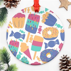 Icecream Pattern Pastel Sumer Ornament (round) by Vaneshart